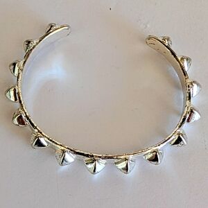 Stella & Dot Silver Tone Spike Cuff Bracelet – Edgy Studded Open Bangle